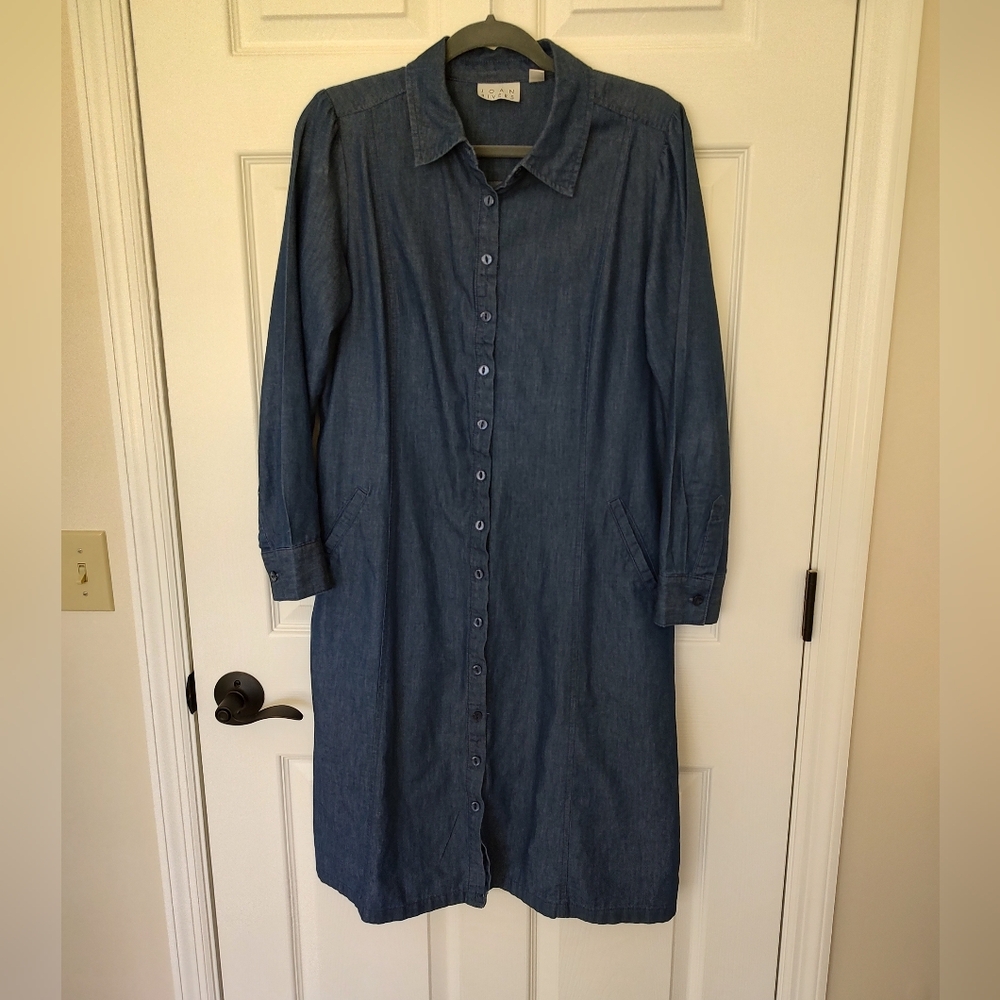 Joan Rivers Chambray Shirt Dress Blue Academia Preppy Size 8